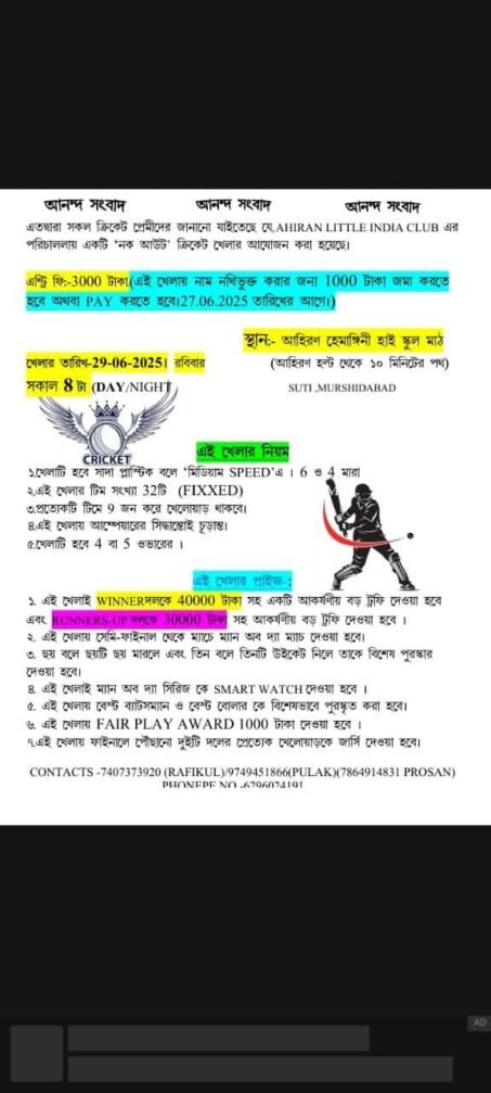 Knockout Cricket Tournament